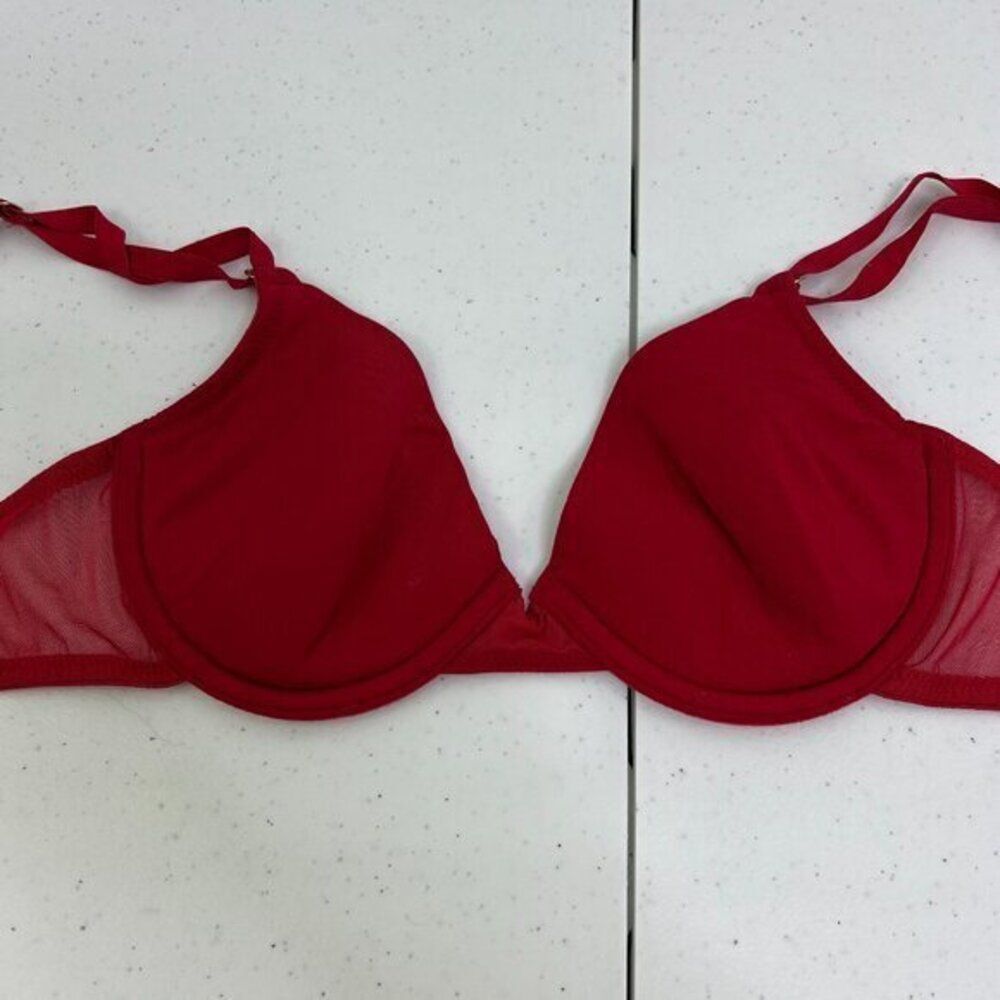 Vassarette 34B Bra 75-266 Wire Red Sheet Tshirt Padded Lined Everyday